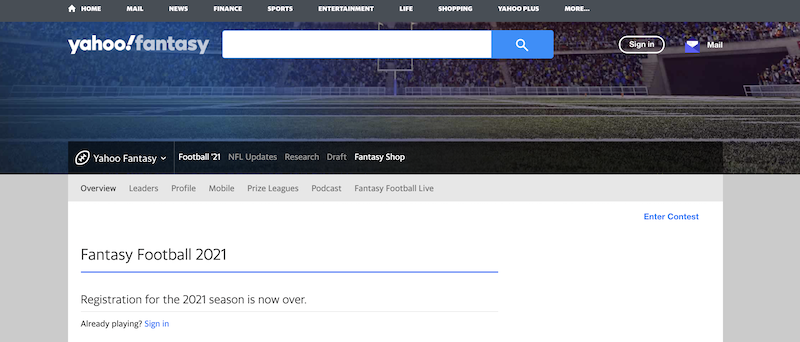 Yahoo.com Fantasy sports